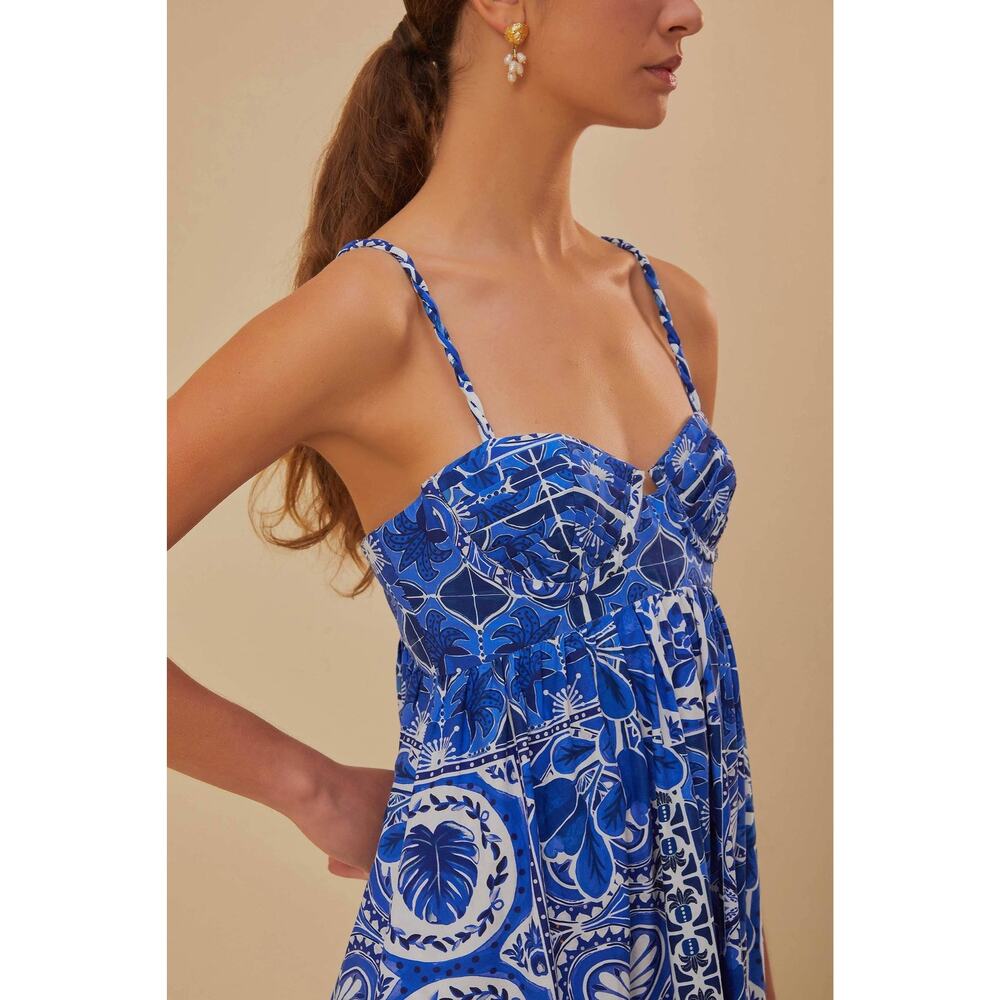 FARM Rio Blue Tile Dream XL Sleeveless Maxi Dress - Picture 3 of 16